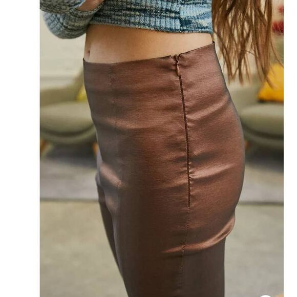 New Free People x Hosbjerg Elora Flare Pants $168 EU MEDIUM/US 6 Metallic Walnut - Picture 4 of 10